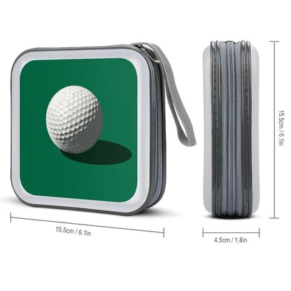 Simple Golf Ball on Green CD Case DVD Storage Case Portable for Car Home Travel