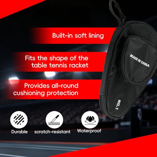 Ping Pong Paddle Cover Compatible with STIGA – Table Tennis Case for 2 Paddles & 7 Balls, Large Capacity Paddle Case with Separate Ball Pouch, Water-resistant & Shockproof Storage Bag