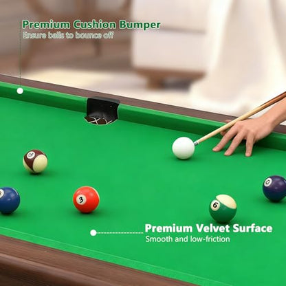 48" Pool Table Portable Billiard Table for Kids & Adults with 2 Cues, Triangle Rack, Compact Wooden Game Table for Home, Game Room, Indoor & Outdoor
