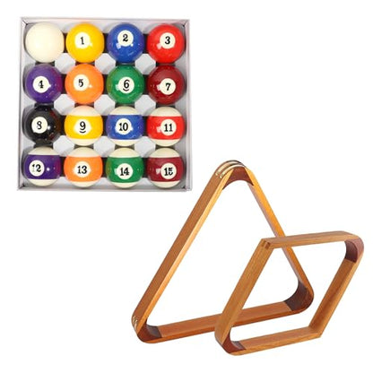 GSE Games & Sports Expert 8-Ball Triangle & 9-Ball Diamond Pool Ball Racks with 2-1/4" Standard Pool Balls, Billiard Balls and Racks Set, Pool Table Accessories (Several Colors Available) - color: Pro Standard Balls, style: Oak Racks