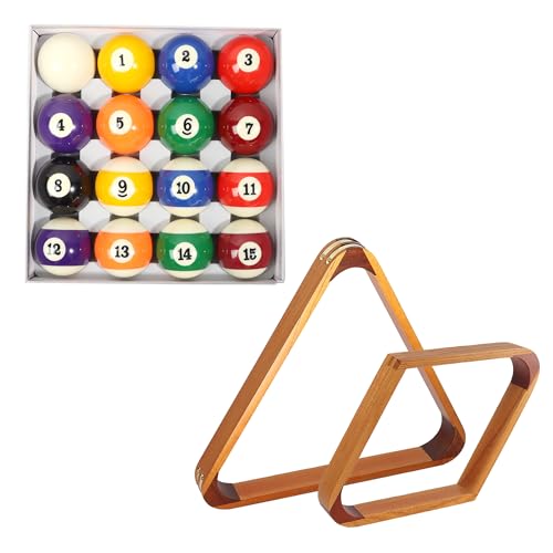 GSE Games & Sports Expert 8-Ball Triangle & 9-Ball Diamond Pool Ball Racks with 2-1/4" Standard Pool Balls, Billiard Balls and Racks Set, Pool Table Accessories (Several Colors Available) - color: Pro Standard Balls, style: Oak Racks