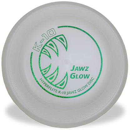 Hyperflite K-10 Jawz Puncture Resistant Dog Flying Disc, Medium-Large | Puncture Resistant, Competition Approved | 8.75-inch, 150g | Medium & Large Dogs | Glow - color: Glow