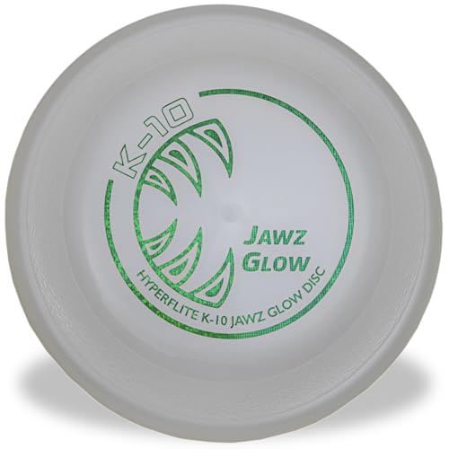 Hyperflite K-10 Jawz Puncture Resistant Dog Flying Disc, Medium-Large | Puncture Resistant, Competition Approved | 8.75-inch, 150g | Medium & Large Dogs | Glow - color: Glow