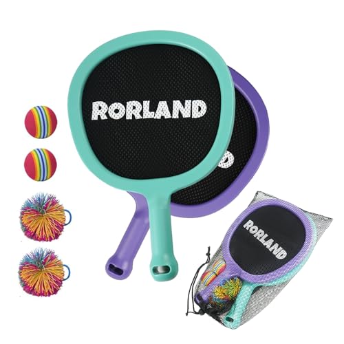 Racquet Paddle Bouncy Ball Play Set for Kids Adults Family Activities Rackets, Indoor Outdoor Play Games,Children’s Pool Beach Sport Toys(with 4 Balls) - color: 2-purple