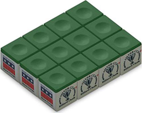 Silver Cup Billiard CHALK - ONE DOZEN - color: Green