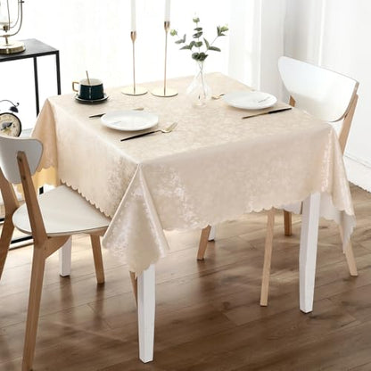 Smiry Square Table Cloth, Waterproof Heavy Duty Vinyl Tablecloths, Wipeable Washable Table Cover for Kitchen and Dining Room (Beige, 60" X 60") - color: Beige, size: 60" x 60" (Square)
