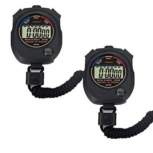 Pgzsy 2 Pack Multi-Function Electronic Digital Sport Stopwatch Timer, Large Display with Date Time and Alarm Function,Suitable for Sports Coaches Fitness Coaches and Referees,Pgzsy - style: 2pack