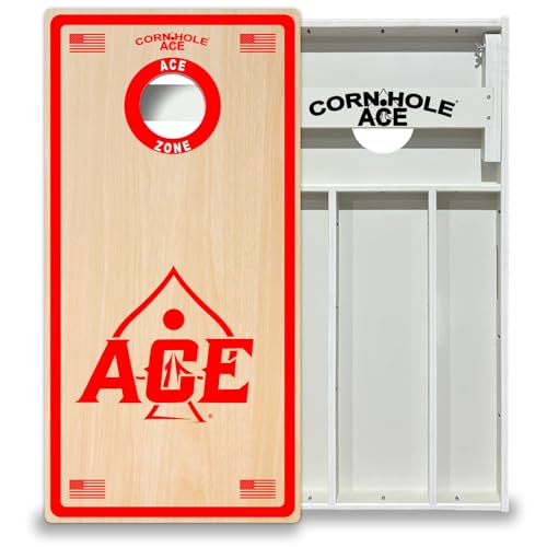 CornholeAce ACE Zone All Weather Pro Cornhole Board Set, Waterproof 4x2 Regulation Size, Made in USA, Triple Wide Legs, 3/4" PVC, Official Pro Tournament Boards, Rain Proof & Outdoor-Ready (2 Boards) - color: Red