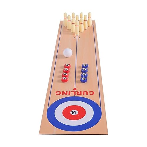 3 in 1 Tabletop Shuffleboard, Mini Curling and Bowling Game Set, Portable Family Game for Adults and Kids Indoors and Outdoors Table Top Games