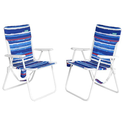SunnyFeel 15" Tall Folding Beach Chair for Adults 2 Pack, Oversized Portable High Seat Sand Chair Heavy Duty 300 LBS, Foldable Camping Lawn Chairs for Camp/Outdoor/Travel/Picnic/Concert/Sports