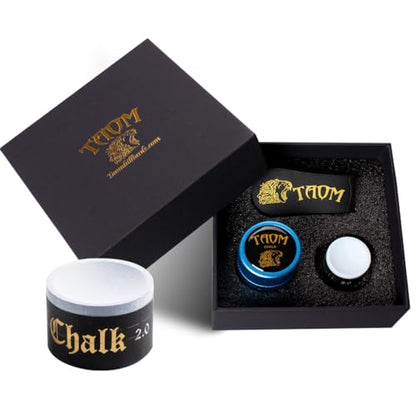 TAOM Upgrade Pool Chalk Holder Round Shaped Practical Tool Billiards Accessories Magnetic Mini Chalk Tip Case Container Round Box Billiards,Cue Tip Tool Scuffer Shaper - color: 1-Gift Set-Blue with 2.0 Blue