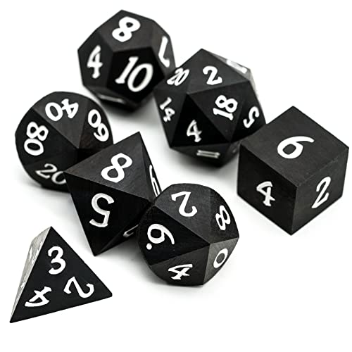 Wood DND Dice Set, 7PCS Black Polyhedral Dice Set for D&D Role Playing Games, d and d Gifts (Ebony Wood) - color: Ebony Wood