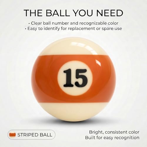 KONLLEN Single Replacement Pool Ball – 2-1/4" Regulation Size & Weight Billiard Ball Made of Phenolic Resin (Choose 1–15 or Cue Ball) - color: #15