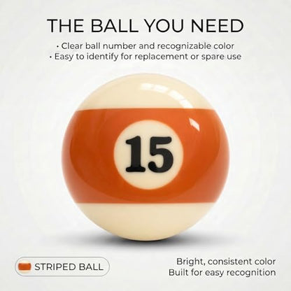 KONLLEN Single Replacement Pool Ball – 2-1/4" Regulation Size & Weight Billiard Ball Made of Phenolic Resin (Choose 1–15 or Cue Ball) - color: #15