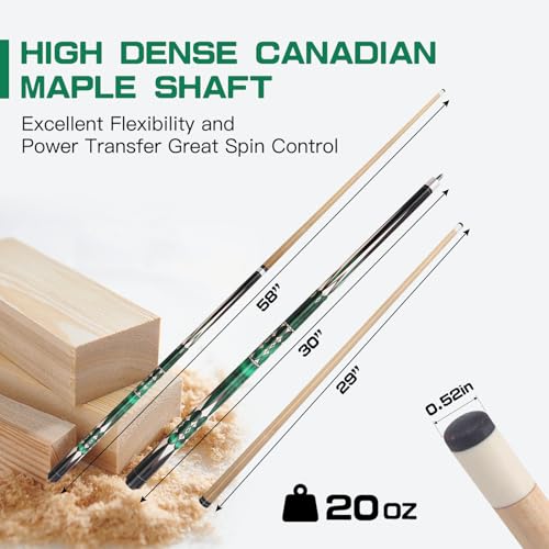 Carbon Fiber/Canadian Maple Pool Cue Stick 58" 20oz, Professional Billiard Stick with 3/8×8/5/16x18 Pin Joint & 13mm Tip, Pool Sticks for Adults Bar or House Use for Billiard Players - style: B88 Pool Cue with Case