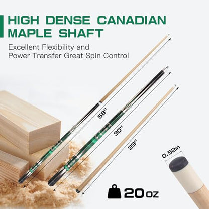 Carbon Fiber/Canadian Maple Pool Cue Stick 58" 20oz, Professional Billiard Stick with 3/8×8/5/16x18 Pin Joint & 13mm Tip, Pool Sticks for Adults Bar or House Use for Billiard Players - style: B88 Pool Cue with Case
