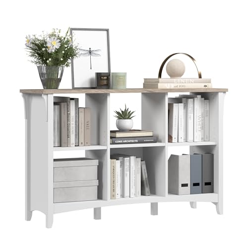 Bush Home Salinas 6 Cube Organizer in Pure White and Shiplap Gray, Office Storage Solution, Home Organizer with Open Shelving, Compact Unit for Books and Supplies - color: Shiplap Gray/Pure White