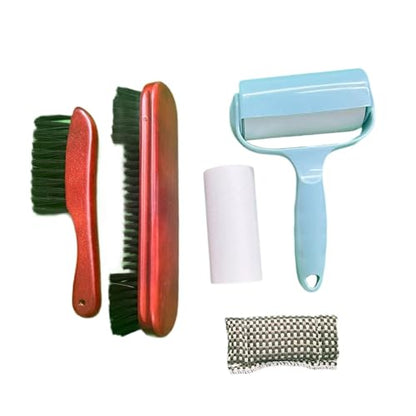 5 Pieces Billiard Cleaning Brush Set Pool Table Cleaner Wooden Handle Felt Cleaner Accessories Roller Multifunctional Tool Suitable for Home Game - color: Red