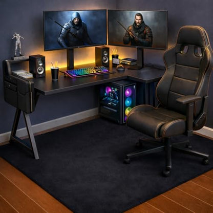 Lakurasu Chair Mat, Gaming Chair Mat, Floor Protection, Scratch-Resistant, Soundproofing, Water Repellent, Black, 35.4 x 47.2 inches (90 x 120 cm) - color: Black, size: 90×120