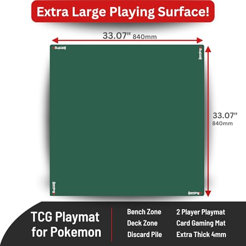 The Gaming Mat Company Poker, Dominoes, Bridge & Mahjong Table Mat - Green 33" x 33" Premium Gaming Mat- Cards Playmat - Gaming Mat Square Mahjong Table Cover - color: Green