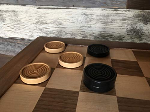 WE Games Wooden Checkers Pieces Only (2 inch), Checker Board Game & Backgammon Pieces, 24 Natural and Black Stained Stackable Ridges with a Drawstring Storage Bag, Replacement Game Piece - size: 2 inch diameter