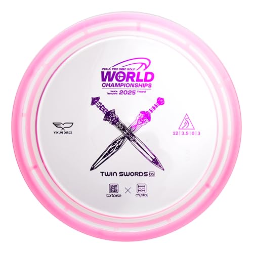 yikundiscs Yikun Twin Swords Understable Distance Driver| Pro Worlds 2025 Limited Edition | Beginner-Friendly Max-Distance Disc | Wind-Resistant & Easy-Glide Control | PDGA Approved 170-175g - color: Pro Worlds 2025 Pink
