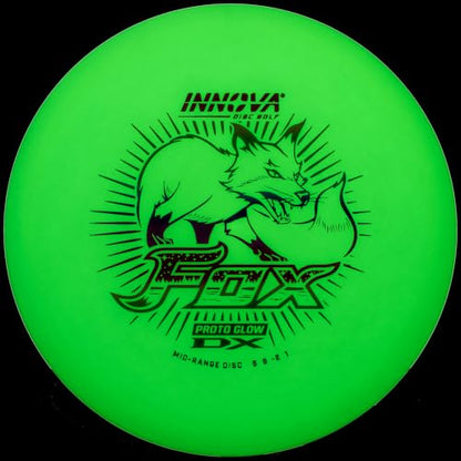 Innova Proto Glow DX Fox – Glow in the Dark Disc Golf Mid-Range Disc, Far Gliding Mid-Range Disc - size: 175-177g