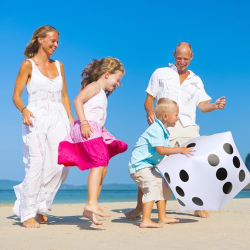 11.8 inch Giant Inflatable Dice for Lawn Outdoor Floor Pool Beach Party (White)