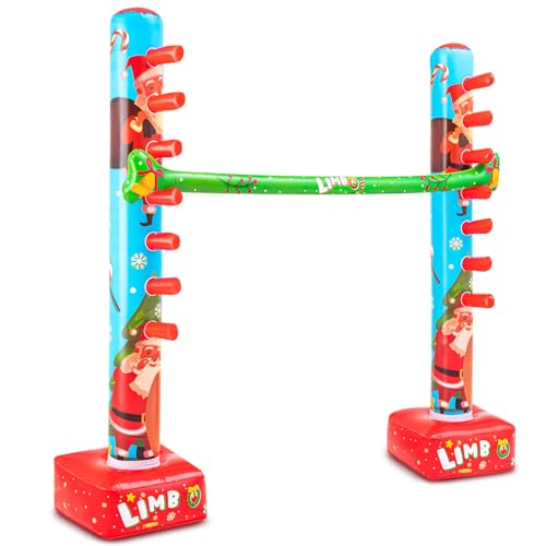 Threan 60 Inch Christmas Inflatable Limbo Xmas Party Game Limbo for Holiday Adults Fun Stick Toys for Christmas Birthday Indoor Outdoor Party Games Picnic Pool - style: Christmas