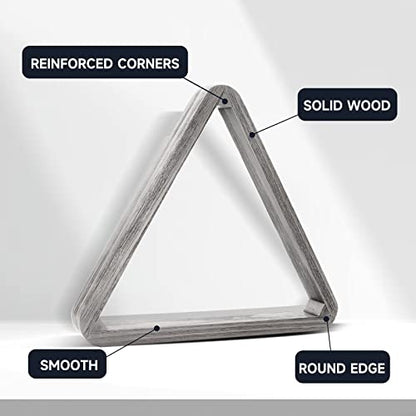GSE Games & Sports Expert Deluxe Heavy Duty Solid Wood Billiard 8-Ball Triangle / 9-Ball Diamond Pool Ball Racks for 2-1/4" Pool Balls, Billiards Accessories - color: Brushed Grey, style: 8-Ball Triangle Rack