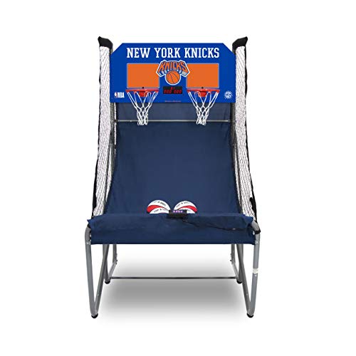 Pop-A-Shot - Home Dual Shot Arcade Basketball Game with NBA Graphics l Sensor Scoring l 16 Game Modes l 7 Balls l Foldable Storage l for All NBA Fans - style: New York Knicks