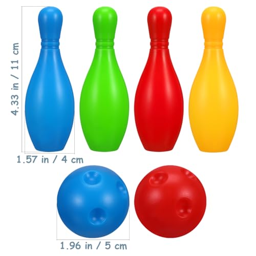 Kisangel Mini Kids Bowling Set, 10 Colorful Pins 2 Balls, 4.33 Inch High Bottles Educational Indoor Outdoor Bowling Game for Boys Girls Age 2+
