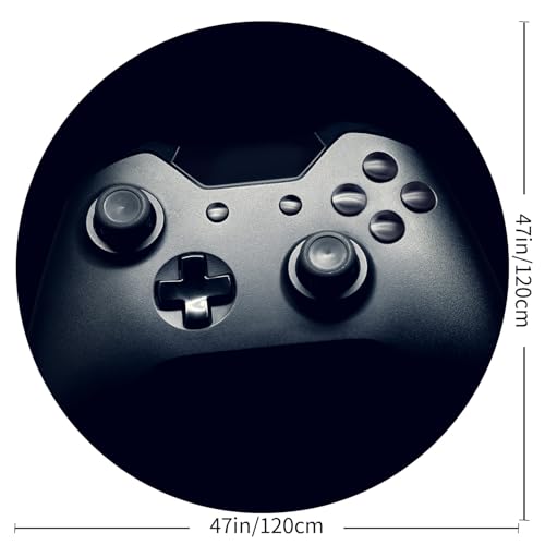 Black Gaming Chair Mat for Hardwood Floor Anti-Slip, Round Office Computer Carpet for Teen Bedroom Decor, Office Gaming Room, Round 47"