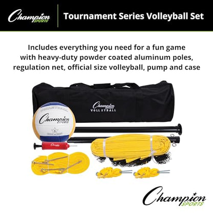 Champion Sports Outdoor Game Sets – Volleyball, Badminton, Tetherball, Bocce & Croquet - style: Volleyball
