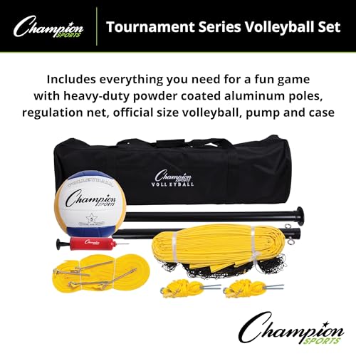 Champion Sports Outdoor Game Sets – Volleyball, Badminton, Tetherball, Bocce & Croquet - style: Volleyball