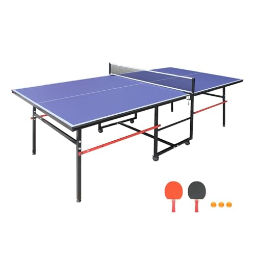 6'X3' Midsize Foldable Table Tennis Table Set - Complete Ping Pong Table with 2 Paddles, 3 Balls & Game Net, Lightweight Aluminum Frame, Instant Setup for Game Room/Apartment/Office, Easy Storage