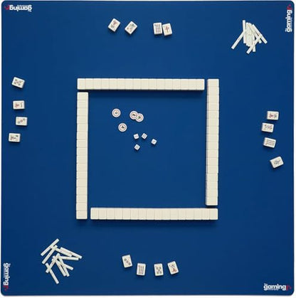 The Gaming Mat Company Mahjong Mat. 33" x 33" Blue with Stitched Edge Premium Square Playmat for Poker, Dominoes & Bridge, Professional Mahjong Table Cover, Poker Table Top, Card Game Mat - color: Blue - Stitched