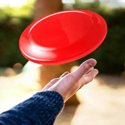 DISCOUNT PROMOS Frisbee Flying Discs in Bulk, 9.25 in. Fun Family Beach Game - color: Blank - Red, size: 10 flying discs