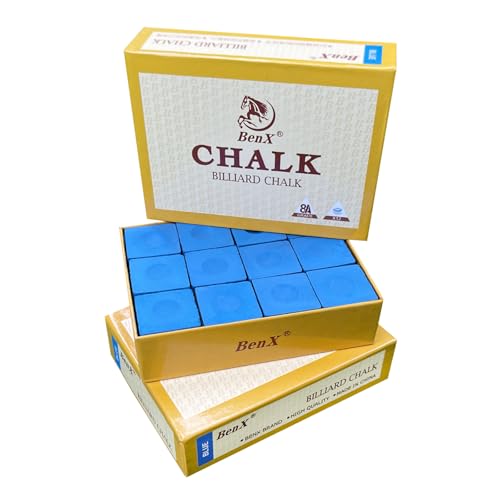 Pool Cue Chalk 24 Pack (2x12 Boxes) - Blue Billiard Chalk Cubes, High Grip Formula, Professional Tournament Grade, Mess-Free Application for Enhanced Spin & Control - style: 8A