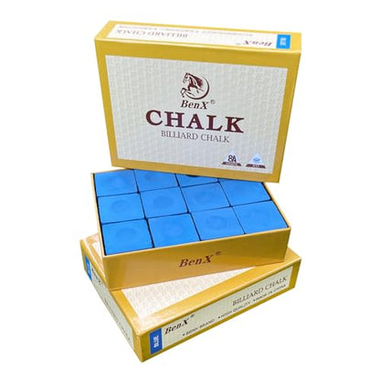 Pool Cue Chalk 24 Pack (2x12 Boxes) - Blue Billiard Chalk Cubes, High Grip Formula, Professional Tournament Grade, Mess-Free Application for Enhanced Spin & Control - style: 8A