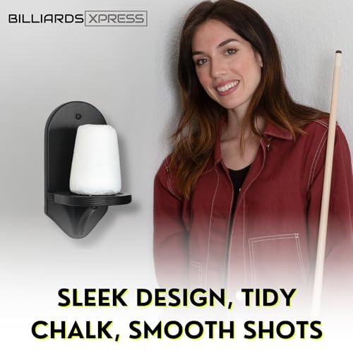 Pool Hand Chalk Holder - Elegant Cone Chalk Holder - Extra-Sturdy Pool Chalk Holder - Wall Mounted Pool Table Chalk Holder with Beveled Edge and Hardware - Pool Table Accessories - color: Black