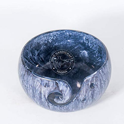 Premium Handmade Aluminium Yarn Bowl Holder for Knitting & Crochet – Deep Blue (6" x 6" x 3") - color: Deep Blue, size: 6" x 6" x 3"
