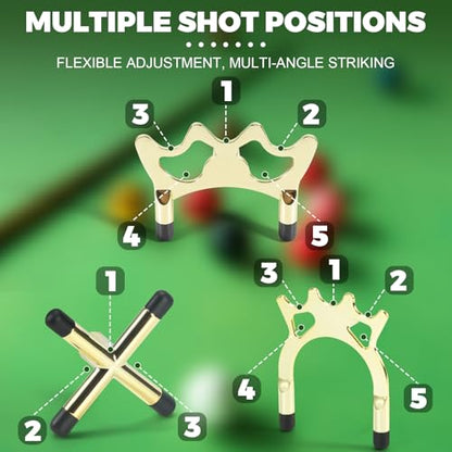 Pool Bridge Stick, Professional Retractable Pool Cue Bridge with Removable Brass Bridge Head, Free Adjustment for Multi-Angle Shots, Easy to Use and Storage, Essential Pool Table Accessories - style: Low+Cross+ High Bridge Head