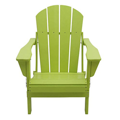 WestinTrends Malibu HDPE Outdoor Patio Folding Poly Adirondack Chair, Lime - color: Lime, size: 1 Chair