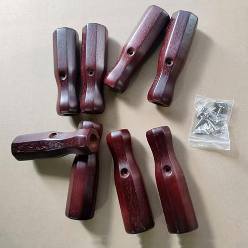 8pcs Foosball Table Handles Solid Wood Nonslip Grip with Screws 125mm Length 16mm Inner Diameter,for Most Soccer Table Rods Red Black Yellow (red) - color: red