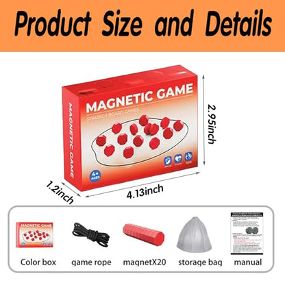 Magnetic Chess Game, for Family & Party, Camping Tops, Game Collections | Strategic Standing Play, 20 chess pieces, a durable storage bag, a game rope, one clear instructions, Magnet Game with String