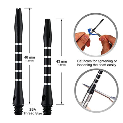 Dart Shafts for Soft and Steel Tips Aluminum Alloy Nylon Shaft PC Shaft Dart Stems 24 Pack
