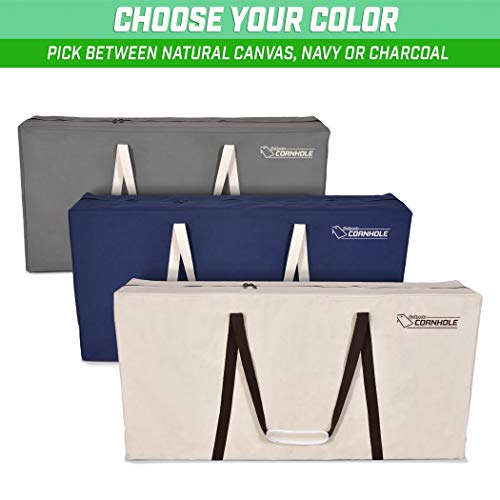 GoSports 4 x 2 ft Canvas Cornhole Carrying Case - Choose Navy Blue, Gray, or Natural - PRO Grade - style: Gray