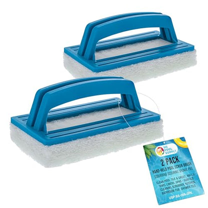 U.S. Pool Supply Hand-Held Pool Scrub Brush, 2 Pack - Scrubbing Scouring Sponge Pad - Clean Pool Tile & Grout, Walls, Vinyl Liners, Spas - Surface Cleaning Scrubber, Kitchen, Bathroom Tub, Shower Tile - size: 3x6
