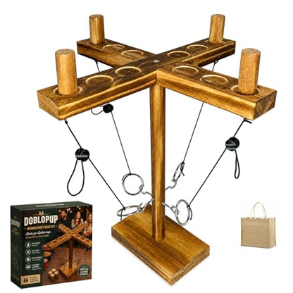 Ring Toss Game for Adults, Tabletop Hook and Ring Toss Game, Wooden Party Game for Backyard, Camping, Patio, Tailgate, Home Bar and Outdoor Gatherings - color: B